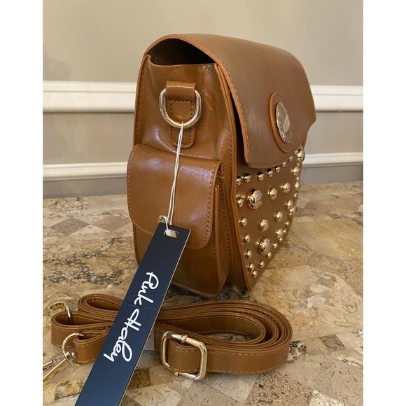 New PINK HALEY Nancy Women Studded Crossbody Bag Brown NWT - Picture 2 of 8
